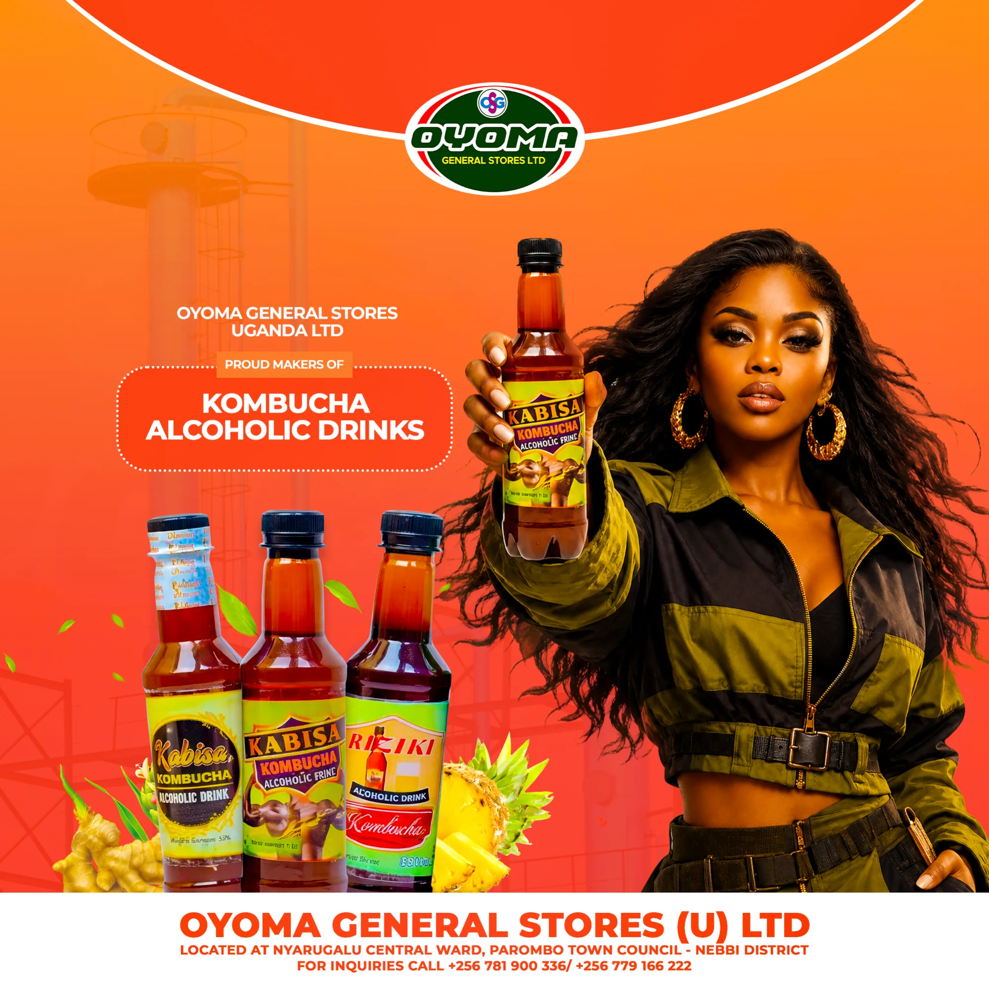 Oyoma kombucha drinks and brand model